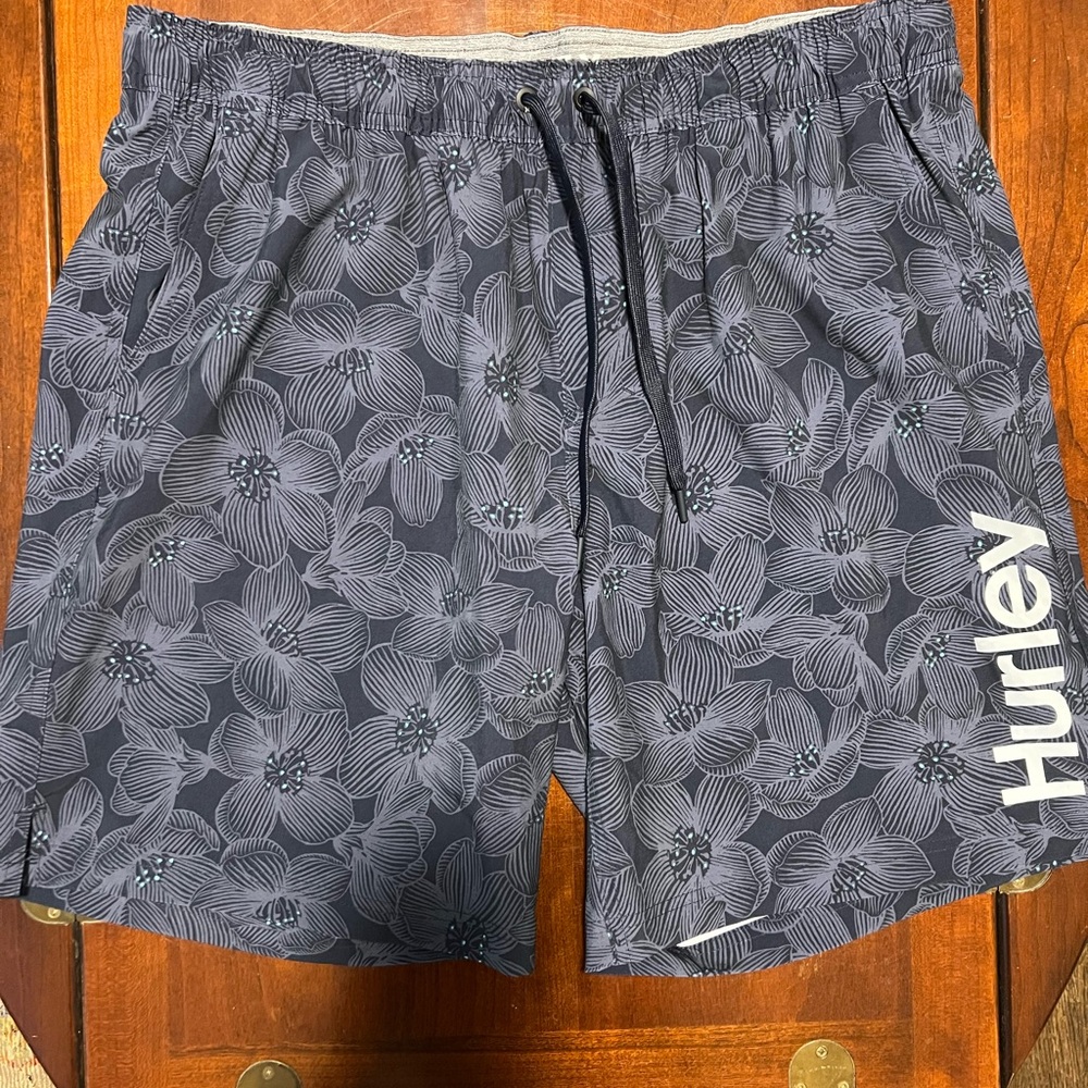 Hurley Men’s Navy Swim Trunks with Tropical Floral Print